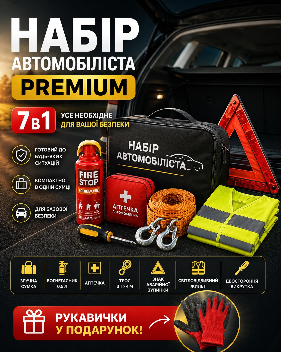 Автонабір 6 в 1 з подарунками
